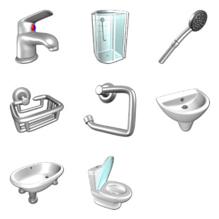 Bathroom icon sets preview