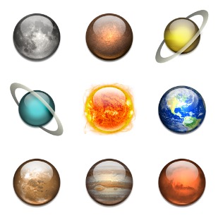 Solar System icon sets preview