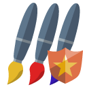brush, shield icon