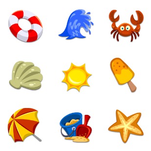 Beach icon sets preview