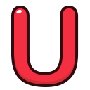 letters, alphabet, red, u, letter icon