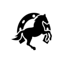 Dancing horse and horseshoe background icon