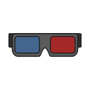 glasses, theater, movie, three, dimension, effect icon