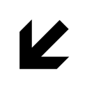 arrow, left, down icon