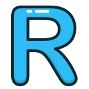 blue, r, letters, letter, alphabet icon