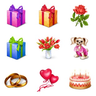 Gifts icon sets preview