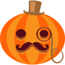 tophat, pumpkin, jack-o-lantern, posh, monocle, halloween icon