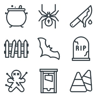 Line Halloween icon sets preview