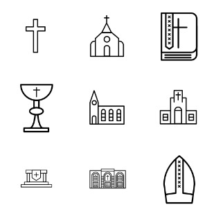 Catholic Line icon sets preview
