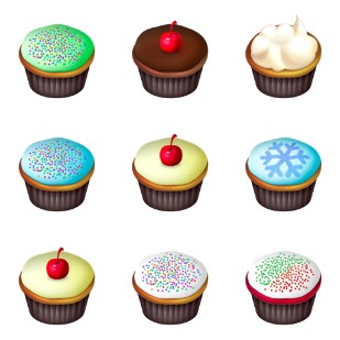Cupcakes icon sets preview