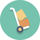 packages, dolly, hand truck, delivery icon