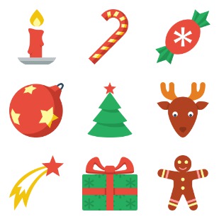 Christmas Flat Color icon sets preview