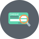 finance, cash, check, magnifier, banking, cheque, explore icon