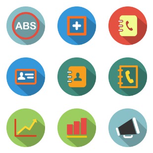 Colorful Long Shadow icon sets preview
