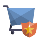 shield, shoping, cart icon