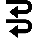 Two curved back arrows symbol icon
