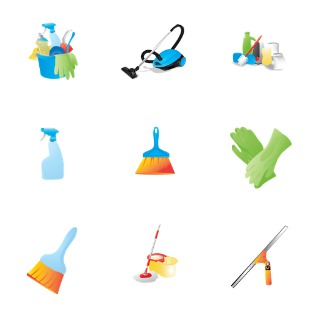 Domestic and Commercial Cleaning icon sets preview