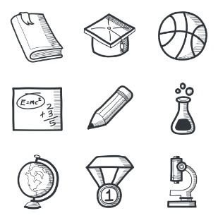 Hand drawn Academic icon sets preview