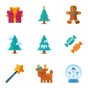 Flat Christmas icon sets preview