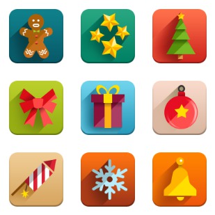 New year flat icon sets preview