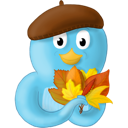 twitter, leaves, fall, bird icon