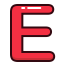 alphabet, letter, red, letters, e icon