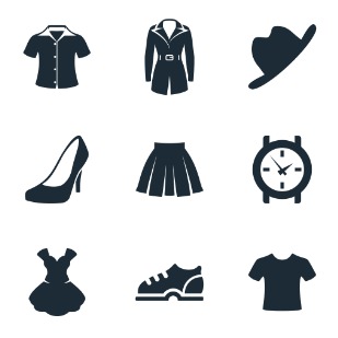 Clothing and accessories icon sets preview