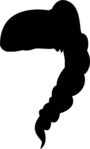 Long female hair shape at one side icon