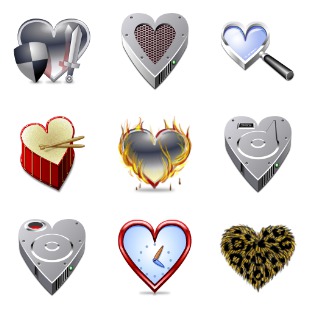 Hearts icon sets preview