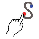 s, gestureworks, lowercase, stroke, letter icon