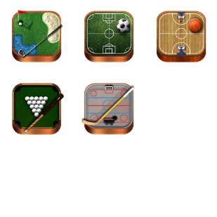 Wooden Sports icon sets preview