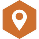 social, location, media, hexagon icon