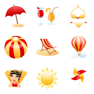 Beach icon sets preview