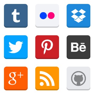 Flat Social icon sets preview
