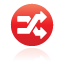 red, button, shuffle icon