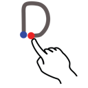 uppercase, letter, stroke, gestureworks, d icon