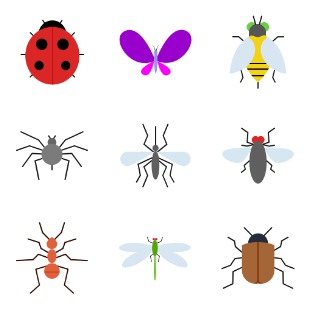 Insects Flat icon sets preview