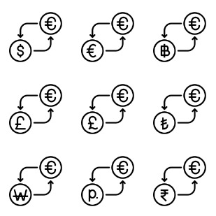 Currency Conversion - Euro icon sets preview