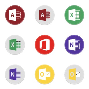 Button UI MS Office 2016 icon sets preview