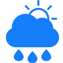 cloud, sun, raindrops icon