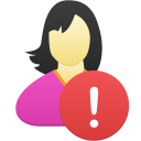 Female user warning icon