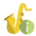 saxophone, music, info icon