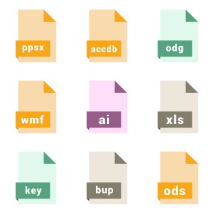 CAD,Database,Presentation,Spreadsheet,Vector file format icon sets preview