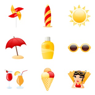 Beach icon sets preview