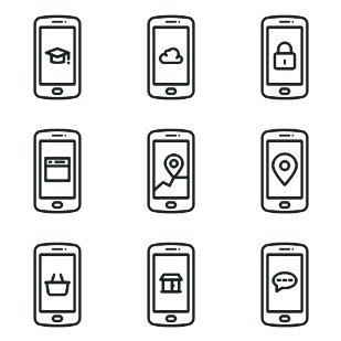 Mobile App Flat icon sets preview