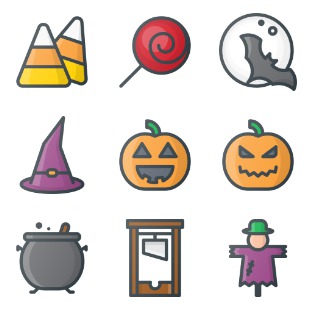 Color Halloween icon sets preview