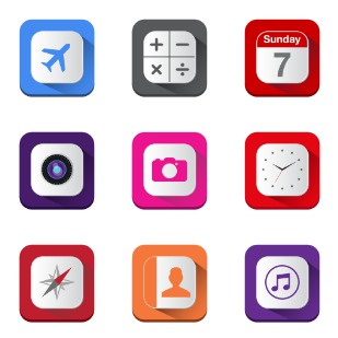 Long Shadow iOS7 icon sets preview