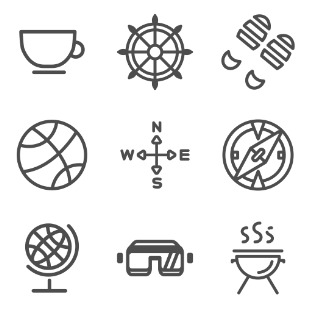 Travelling set, Ist part icon sets preview