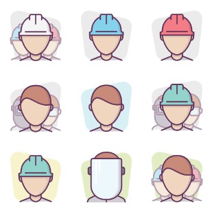 Construction Workers / Colors Background icon sets preview