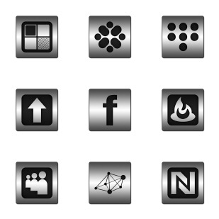 Black Inlay on Steel Social Media icon sets preview